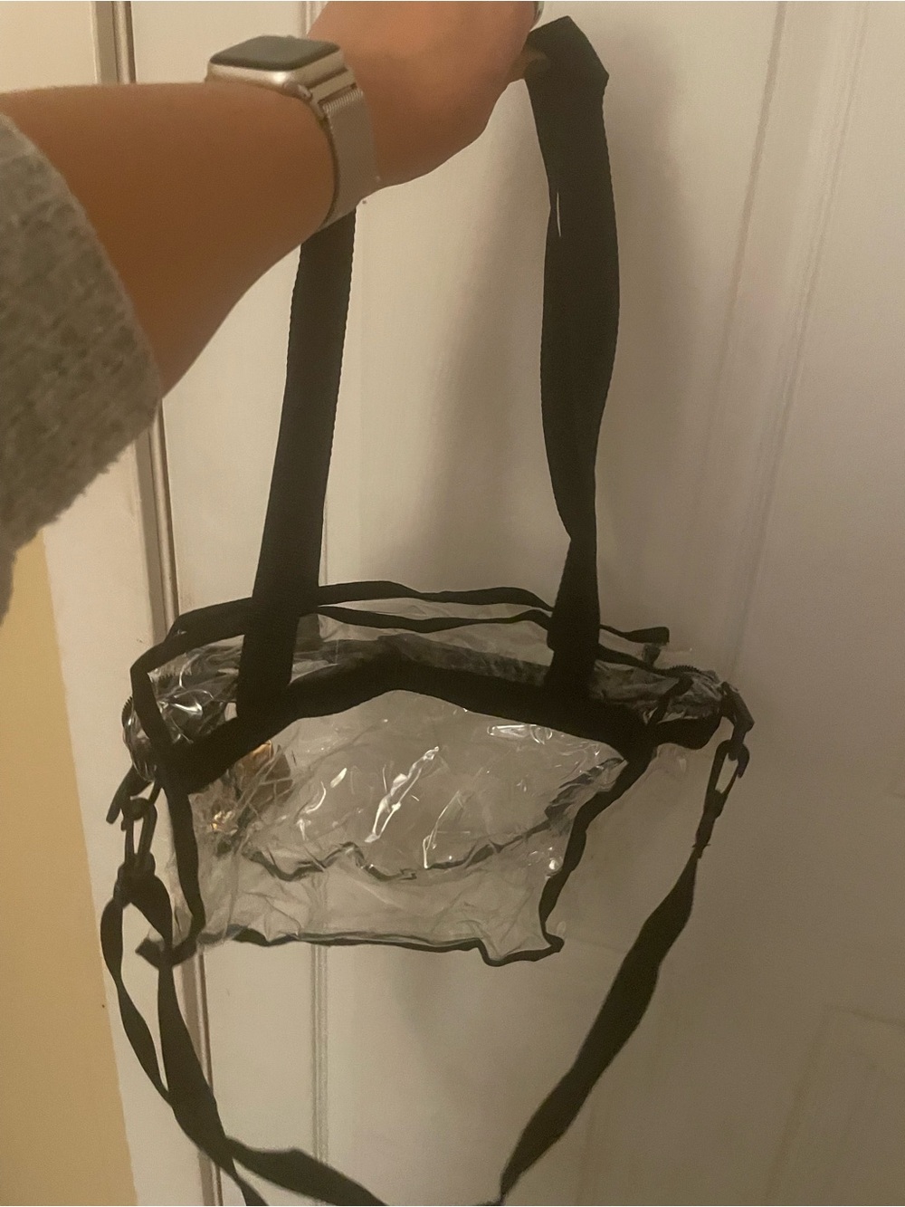 Clear Crossbody Tote Bag with Black Trim - Transparent Women’s Bag